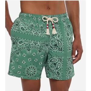 MC2 St Barth Swim Shorts/Trunks Mid-Length Caprese-Military Green Bandanna Print